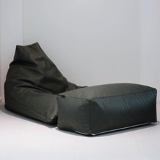 LINU리누 가죽 빈백스툴 세트 빈티지 비건레더 야외 방수 이지클린 EPP, 딥그린