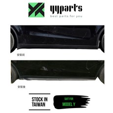 特斯拉 Tesla Model Y 運動風格改裝側裙套件，兩件式設計，現貨供應，提升車身運動感