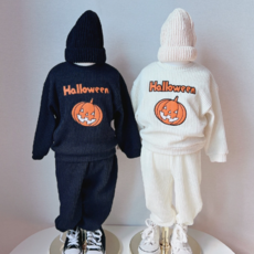 아기 할로윈 상하복 펌킨 골지 코스튬 상하세트