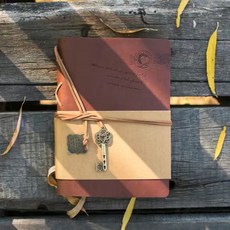 美佳文具 復古牛皮紙皮面日記本 貝微微同款 加厚記事本 學生禮品, 1個, 空白單本裝,（復古青）皮面本, 復古青, 空白單本裝