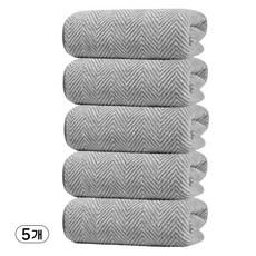 Ahomeone 호텔 수건 고흡수력 극세사 먼지없는 수건 세면 타월 130g, 그레이, 5개