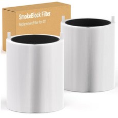 Mbetter Blue Pure 511i Max 공기 청정기와 호환되는 2팩 필터 교체품 활성탄 필터 부품 번호 F5MAX와 비교, 2 Pack 411 Smokeblock Filters