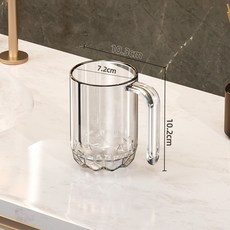 DFMEI PET耐熱漱口杯 原創簡約設計感把手透明刷牙杯藝術食品級耐髒牙杯, 1個, 透明:401-500ml
