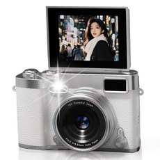 빈티지 디지털 카메라 180도 회전 화면 학생 캠퍼스 64GB 디카, ZD09-64GB(화이트) ZD09-64GB(화이트)