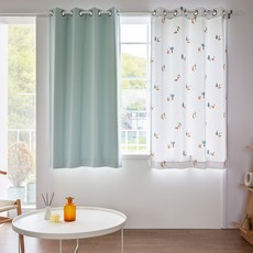 까르데코 드리밍 폭스+솔리드 창문 암막커튼 2장