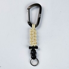 Geerduo Outdoors 戶外戰術傘繩D環掛鉤 手工編織 附打火石 淡黃色, 淡黃(第一代), 1個