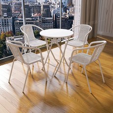 트랑떼 카페 테이블 야외용 세트 4인 야외테이블 테라스, 60cm 철제 무조립 접이식 원형 4개