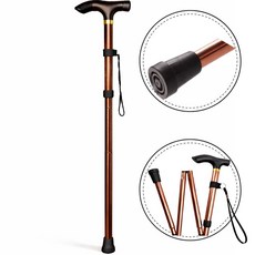 캔우드 초경량 접이식 어르신 미끄럼방지 지팡이, 브라운, 1개