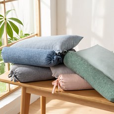 Ordinary Day 스트라이프 메밀 베개 순면 원형 + 사각 베개 수면개선, 1개, 파란색