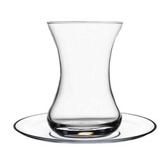 터키 홍차잔 짜이잔 찻잔 접시 포함 튤립 유리컵 심플 잔 컵, 2. 컵 + 접시, 1개