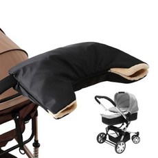 유모차 유모차 장갑 핸드 워머 머프 부드러운 동결 방지 핸들 바용 장갑, 2) Black