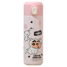 StarR 크레용 신짱 밀크 크림 진공 보온 보냉 텀블러 SC10146, 1개, 450ml, 핑크