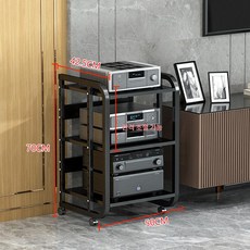 오디오 랙 이동식 스피커 장비 음향 수납장 다층 거치대, 3단 모델 A 블랙 프레임+블랙월넛, 기본 색상