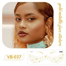 大邱紋身 金屬亮面妝容臉貼 紋身貼 T60C 萬聖節 舞會 防水, 1個, VB-037