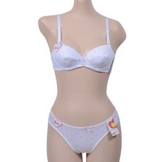 구름패턴 주니어 3단계 풀컵 브라 팬티 세트 85A/FREE 화이트 6_003