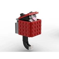 MOC 벽돌 키 체인 거치대 특이한 어린이 장난감 조립 모델 장식 DIY 걸이 링 건설 도시 빌딩 블록, 12 red black cat