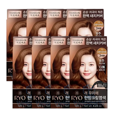 려 우아채 한방크림염색 염모제 6종, 7O 오렌지브라운, 8개