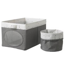 이케아 LEN 수납함 NOJSAM 뇌이삼 수납함 2종세트 그레이 기저귀 보관함 수납박스 팬트리정리함, 1개