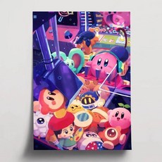 만화 귀여운 커비 포스터 자기 접착 아트 방수 종이 스티커 커피 하우스 벽장식, 1개, 4. z8