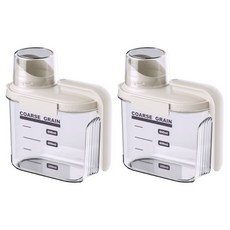 YEAAYE 손잡이형 잡곡 밀폐 보관 용기 JG6001-3, 2개, 크림화이트