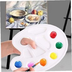 타원 모양 물감 혼합 팔레트 미술 수업 도구 화방 용품 페인팅 색상 배합 그림, 1개, 타원형