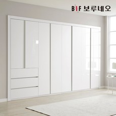 [보루네오] 붙박이장 슬라이딩 여닫이 미닫이 안방 가구 맞춤시공 제작 9자 10자 11자 12자 13자, 06.샤인3단서랍여닫이_화이트