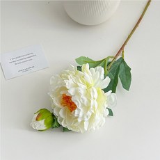 하스몰 엔티크 모란 조화 꽃다발 대형 2송이, 1개, 퓨어 화이트