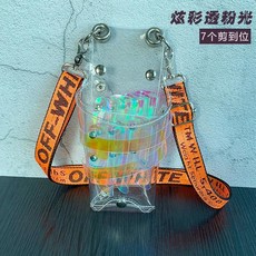 網紅髮型師透明剪刀包日式創意剪刀包腰包個性潮流斜跨美髮工具包, 1個, 炫彩透粉光