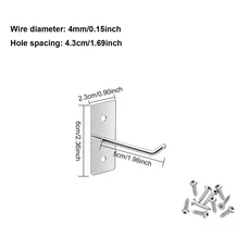 5-25개 홀보드 후크 스틸 펜던트 사선 걸이형 하드웨어 도구 망치/펜치 벽걸이 50/100/150/200mm 보관 랙, 01 5pcs, 03 5cm