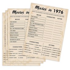 QUPT 50번째 생일 파티 게임 1976년 게임 영화 성인용 생일 파티 용품 재미있는 1976년대 파티 게임 카드 30장 팩, QUPT 50번째 생일 파티 게임, 1976년 게임 영