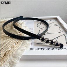 DFMEI 女士皮帶小衆百搭四環扣時尚細腰帶連衣裙大衣裝飾褲帶