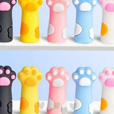 고양이 발바닥 모양 연필 보호 캡 실리콘 펜슬 그립 귀여운 필기구 액세서리 학생, 1개, 옐로우