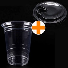 [세트] 국내생산 92파이 490ml(16온스) 투명 아이스컵+뚜껑 100개 세트/테이크아웃, 1세트, 92파이16온스컵100개+92파이 아이스타공뚜껑100개