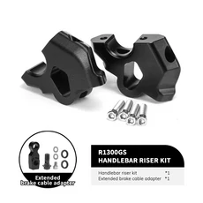 BMW 호환 R 1300 GS 2024-액세서리 오토바이 CNC 알루미늄 핸들 바 라이저 클램프 마운트 높이기, 01 black