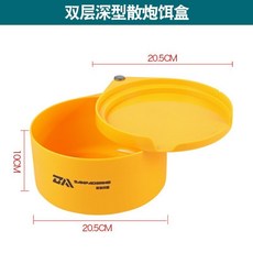 全磁拉餌盤強磁拉絲盤競技散炮盆魚餌餌料盒釣魚釣椅地插通用高檔, 雙層加深全蓋無磁散炮盆-暖黃色