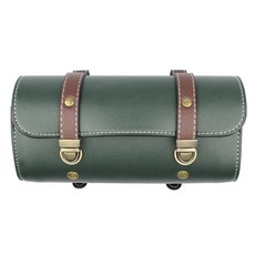 PU 가죽 수제 오토바이 포크 백 롤 끈이있는 내구성있는 보관 파우치, 녹색, 1개