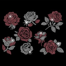 1개 유리 핫픽스 라인스톤 다리미 부착형 아플리케 의상 액세서리 (옷 가방 바지용) June Rose 297x210mm, 혼합색