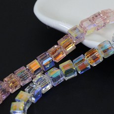 크리스탈 디자인 큐브 비즈, 1개, F. 화이트 컬러 4mm 50개