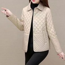 POMTOR 여성 겨울 블랙 퀼팅 디자인 심플 캐주얼 따뜻한 루즈핏 경량패딩 자켓