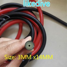 1meter 2x14mm 3x14mm 레드 블랙 스피어 낚시 고무 튜브 스피어, 3x14mm 블랙, 3x14mm 블랙 * 3.3x14mm black * 1, 1개