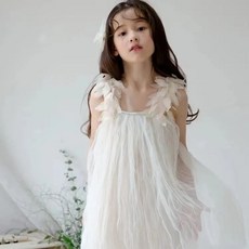 女童連衣裙 夏季韓版花朵吊帶裙 公主網紗裙