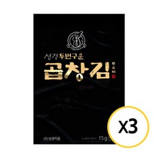[현대프리마켓] 성경김 두번구운 곱창돌김 무조미김, 3개, 15g