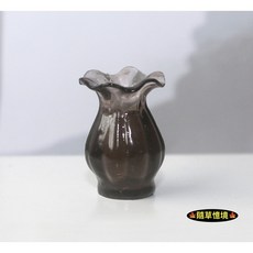 隨草憶境 仿真玻璃花邊花瓶 食玩模型 微縮場景擺件, 黑灰色