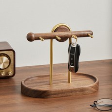 黑胡桃木鑰匙架創意玄關收納擺件，桌面收納盒門口置物架，台東出貨新款, 1個