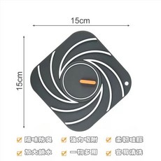 15x15cm 地漏防臭墊 柔韌硅膠 強力吸附 阻隔毛髮異味 浴室廚房水槽通用, 地漏防臭墊-提手型灰色