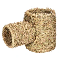 小寵隧道窩 天然草編T型隧道 倉鼠兔子天竺鼠適用 可分離拼接透氣寵物睡窩, T型隧道, 1個