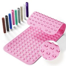 Krussier 미끄럼 방지 욕조 매트 99.1 x 40.6cm(39 16인치) 엑스트라 라지 샤워 배수 구멍 및 흡착 컵 포함 세탁기, 핑크