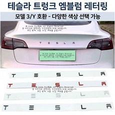 테슬라로고 테슬라 호환 엠블럼 스티커 아연합금 TESLA 레터링 후면, 블랙(무광)