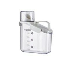 쌀 보관통 주방 위생용기 휴대용 플라스틱 투명 밀폐 상자 항아리 곡물 가정용 보관 양동이 측정 컵 도구, 1)1600ML-White