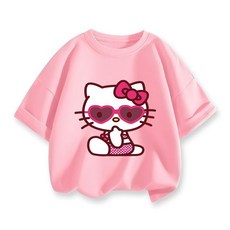 賣場優選童裝 女童短袖 童裝凱蒂貓女童夏季短袖T恤2025新款中小童卡通上衣童裝兒童夏裝半袖兒童短袖